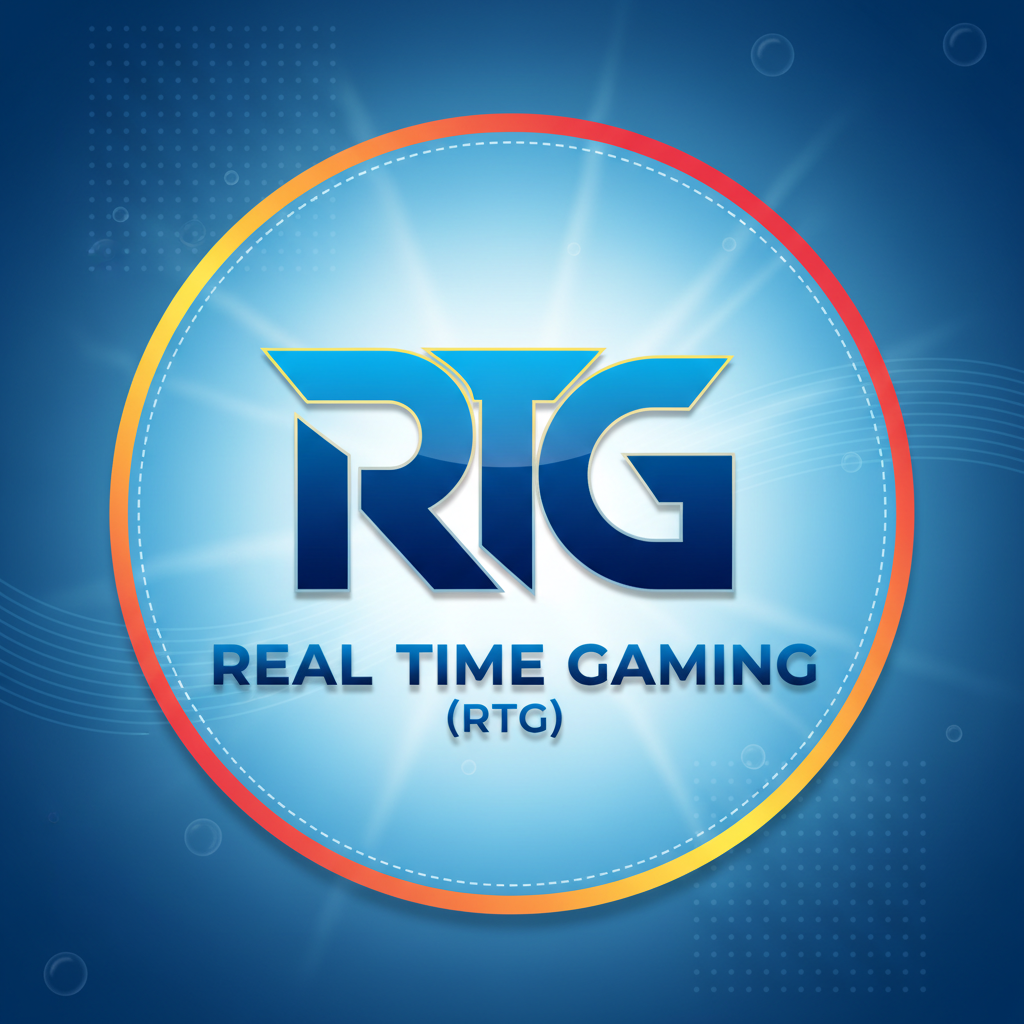 Real Time Gaming RTG logo — developer of Fishin' Frenzy slot, UKGC-licensed online casino software provider